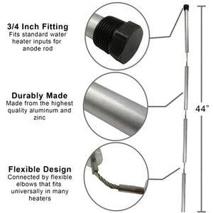 STEADY-ROD Aluminum Zinc Hex Head Flexible Anode Rod - 44 inch